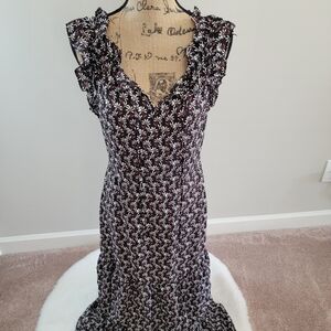 Who What Wear black floral tiered dress